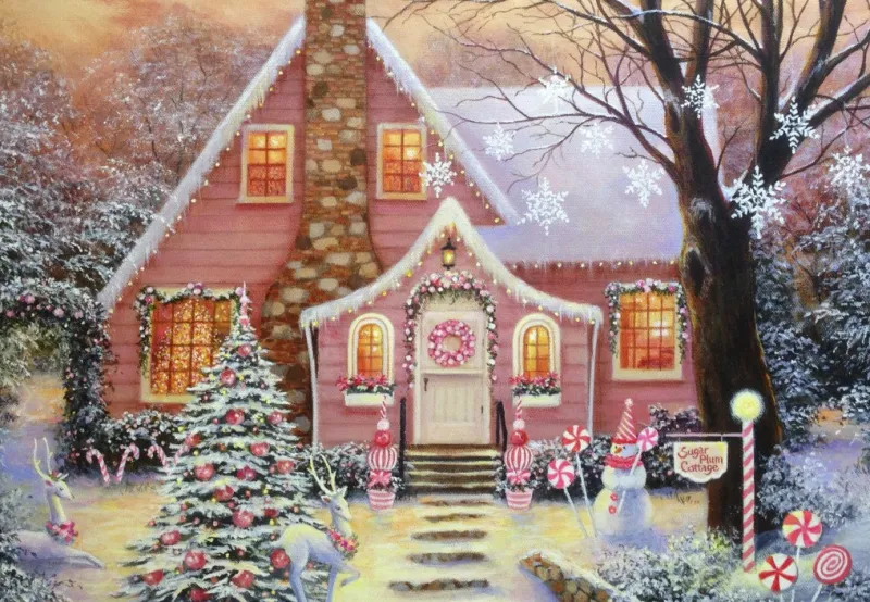 Alipson - Sugar Plum Cottage - 1000 Piece Jigsaw Puzzle Online