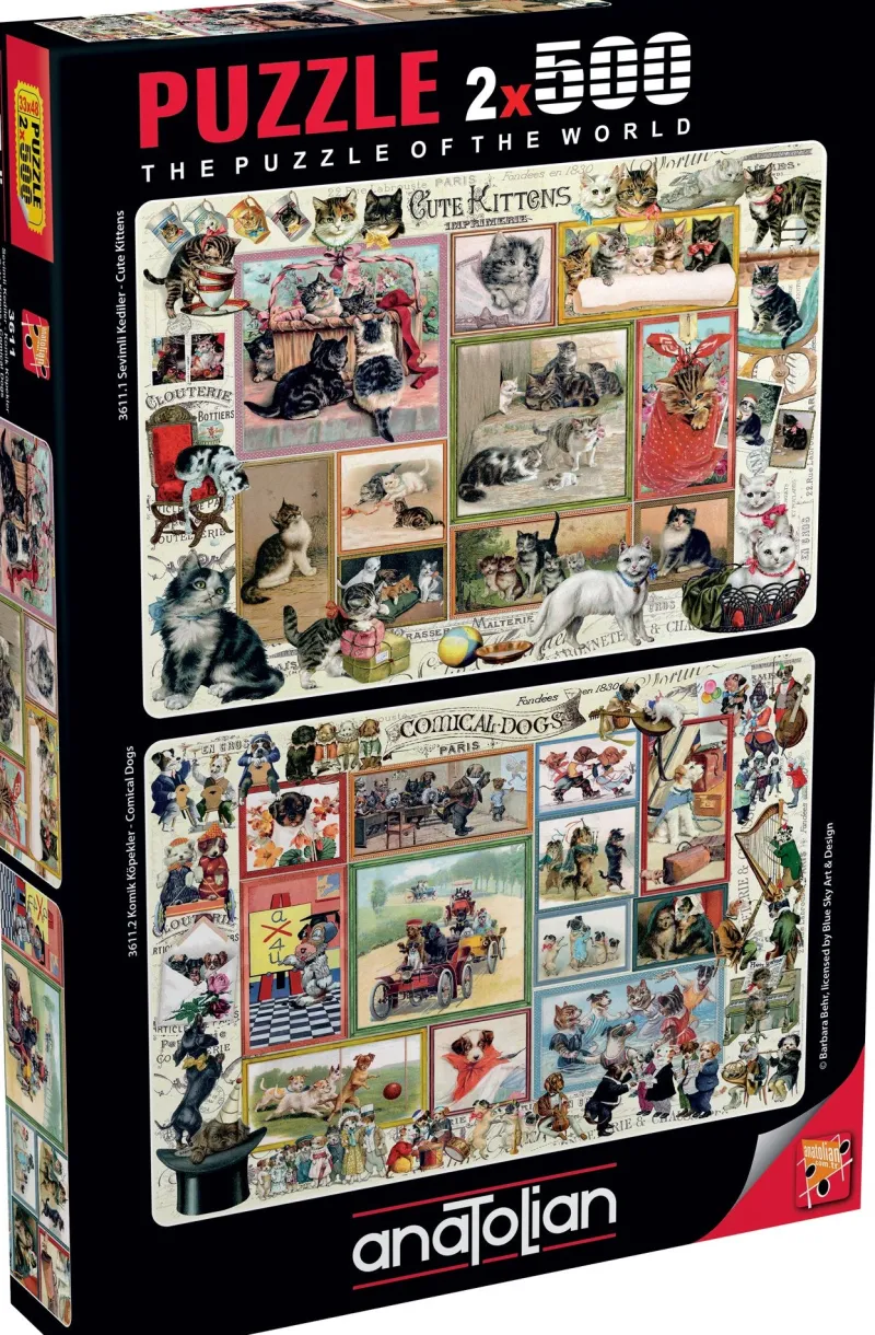 Anatolian - 2 Puzzles - Cute Kittens & Comical Dogs -500 Piece Jigsaw Puzzles Online