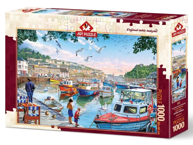 Art Puzzle - The Little Fishermen at the Harbour - 1000 piece jigsaw puzzle Hot