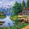 Art Puzzle - Village By Lake - 1500 Piece Jigsaw Puzzle Online