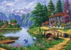 Art Puzzle - Village By Lake - 1500 Piece Jigsaw Puzzle Online