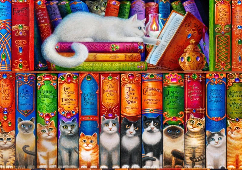 Bluebird - Cat Bookshelf - 1000 Piece Jigsaw Puzzle Discount