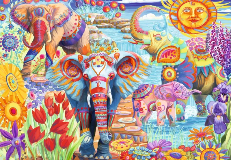Bluebird - Elephants in the Garden - 1000 Piece Jigsaw Puzzle New