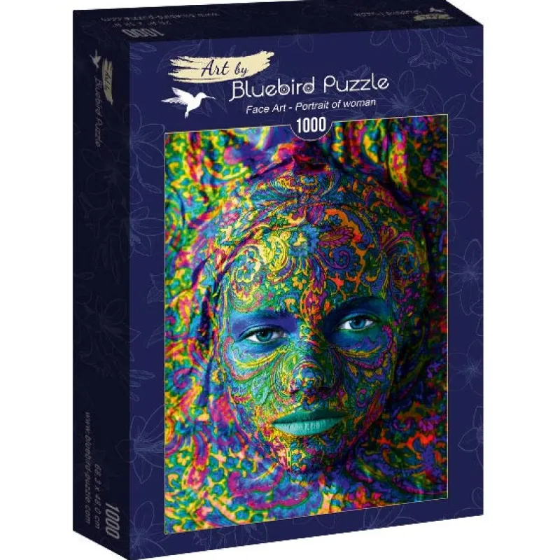 Art by Bluebird Bluebird - Face Art - Portrait of woman - 1000 Piece Jigsaw Puzzle Outlet
