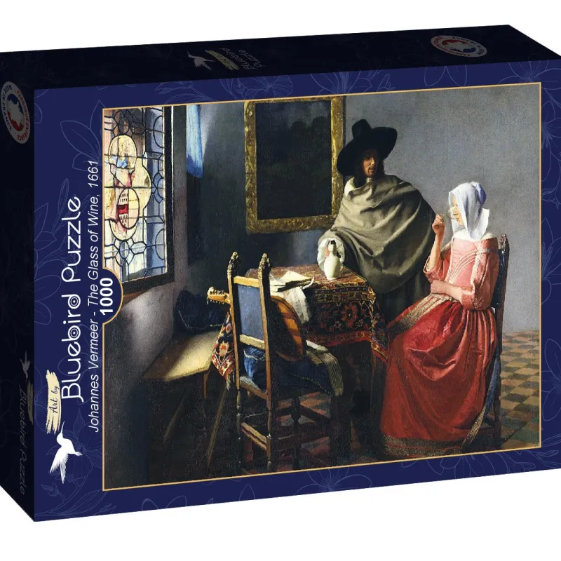 Art by Bluebird Bluebird - Johannes Vermeer - The Glass of Wine, 1661 - 1000 piece jigsaw puzzle Online