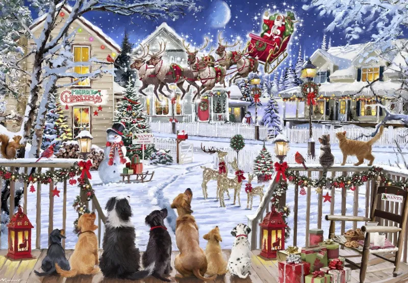 Art by Bluebird Bluebird - Pets on Porch - 1000 piece jigsaw puzzle New