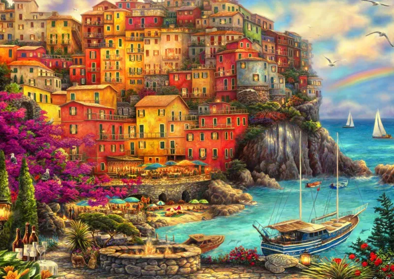 Bluebird Puzzle - A Beautiful Day at Cinque Terre - 2000 Piece Jigsaw Puzzle New