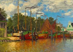Art by Bluebird Bluebird Puzzle - Claude Monet - Boats at Zaandam, 1871 - 1000 Piece Jigsaw Puzzle Online