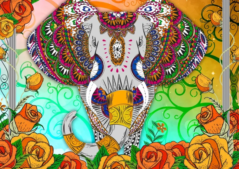 Bluebird Puzzle - Colourful Elephant - 1000 Piece Jigsaw Puzzle Fashion