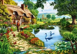 Bluebird Puzzle - Cottage by the Lake - 1000 piece jigsaw puzzle Fashion