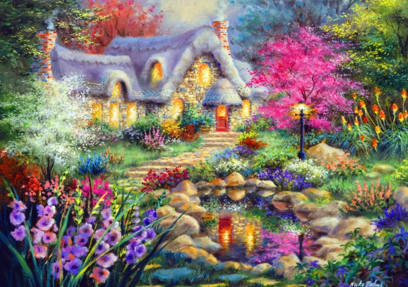 Bluebird Puzzle - Cottage Pond - 1500 Piece Jigsaw Puzzle Discount