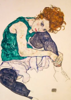 Art by Bluebird Bluebird Puzzle - Egon Schiele - Seated Woman with Legs Drawn Up, 1917 - 1000 Piece Jigsaw Puzzle Clearance