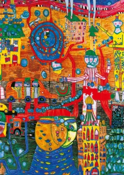 Art by Bluebird Bluebird Puzzle - Hundertwasser - The 30 Days Fax Painting, 1996 - 1000 Piece Jigsaw Puzzle Online