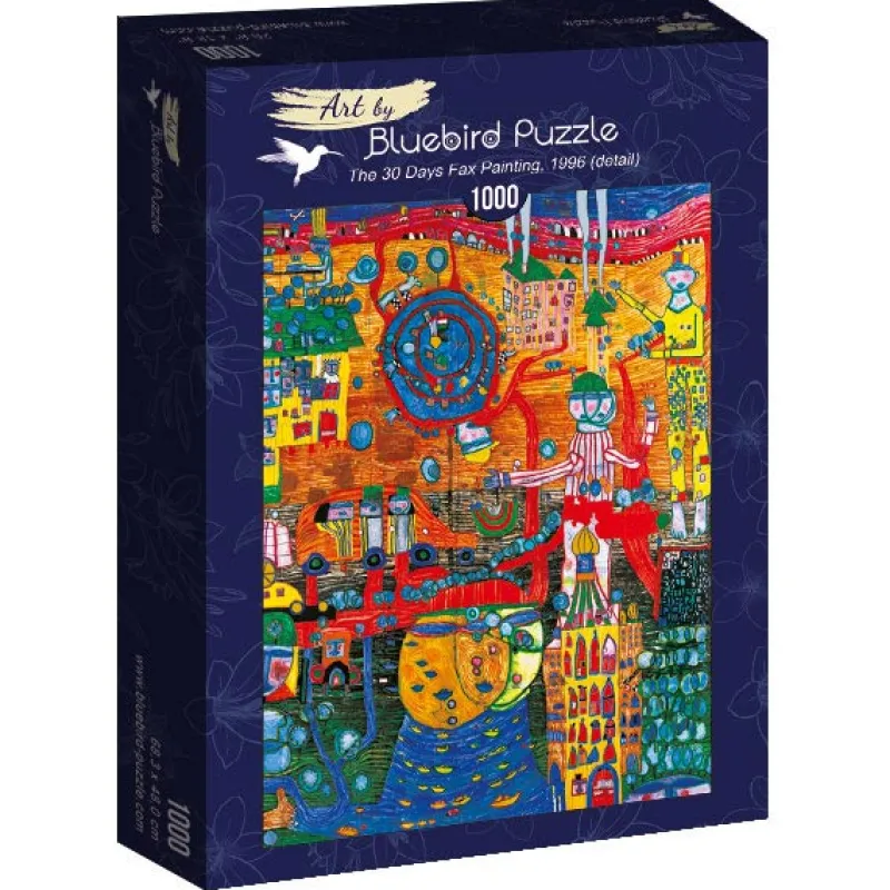 Art by Bluebird Bluebird Puzzle - Hundertwasser - The 30 Days Fax Painting, 1996 - 1000 Piece Jigsaw Puzzle Fashion