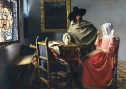 Art by Bluebird Bluebird Puzzle - Johannes Vermeer - The Glass of Wine, 1661 - 1000 Piece Jigsaw Puzzle Outlet