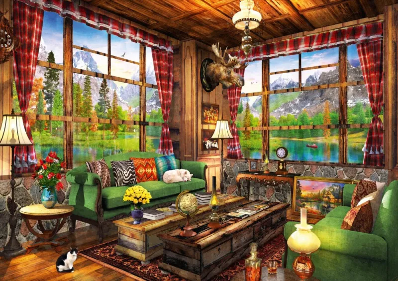 Bluebird Puzzle - Mount Cabin View - 1000 piece jigsaw puzzle Fashion
