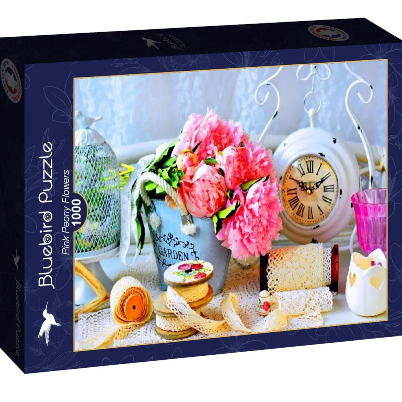 Bluebird Puzzle - Pink Peony Flowers - 1000 Piece Jigsaw Puzzle Online