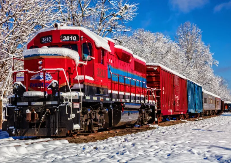 Bluebird Puzzle 70282 Red Train In The Snow 1500 Piece Jigsaw Puzzle Outlet