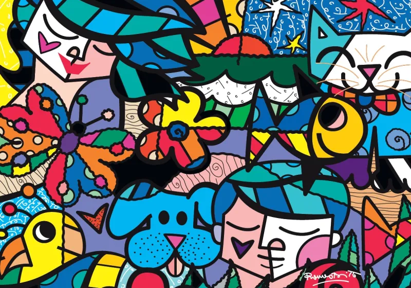 Bluebird Puzzle - Romero Britto - Britto Garden - 1000 Piece Jigsaw Puzzle Outlet