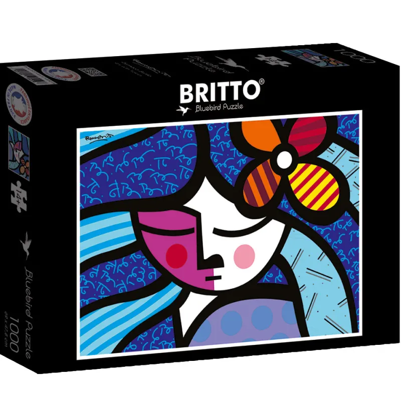 Bluebird Puzzle - Romero Britto - Girl with flower - 1000 Piece Jigsaw Puzzle Clearance