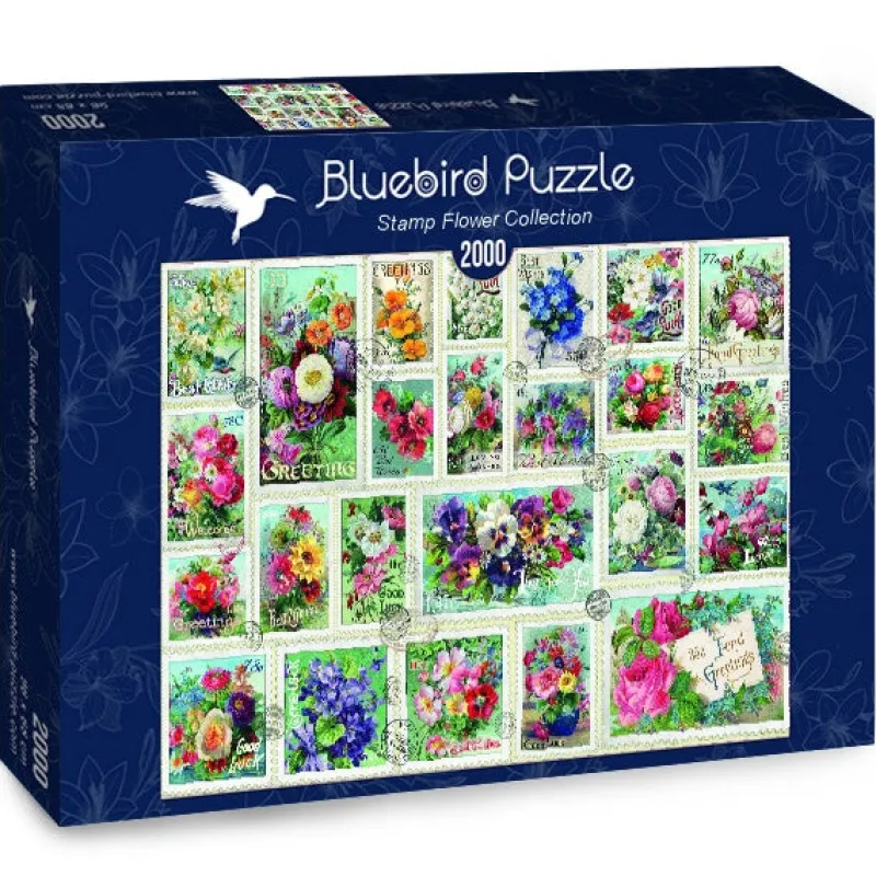 Bluebird Puzzle - Stamp Flower Collection - 2000 Piece Jigsaw Puzzle Sale
