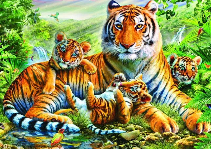 Bluebird Puzzle 70137 Tiger And Cubs 1500 Piece Jigsaw Puzzle Clearance