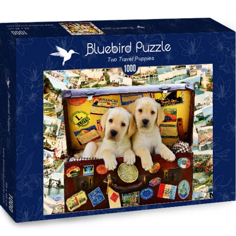 Bluebird Puzzle - Two Travel Puppies - 1000 Piece Jigsaw Puzzle New
