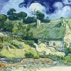 Art by Bluebird Bluebird Puzzle - Vincent Van Gogh - Thatched Cottages at Cordeville, 1890 - 1000 Piece Jigsaw Puzzle Outlet