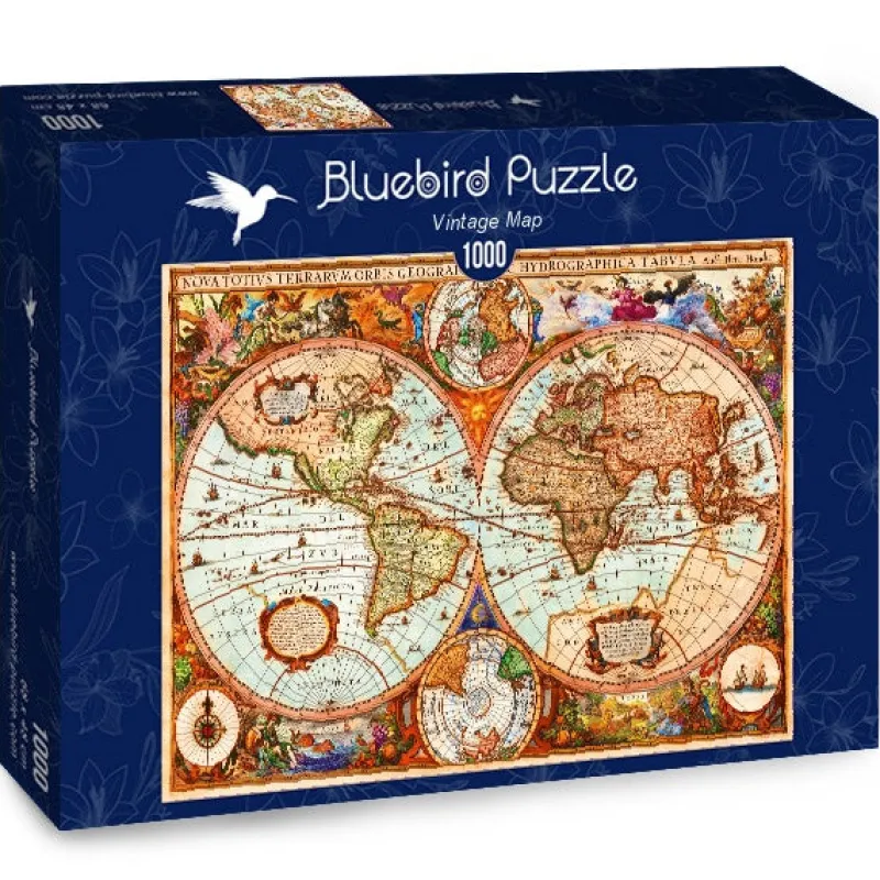 Bluebird Puzzle - Vintage Map - 1000 Piece Jigsaw Puzzle Best