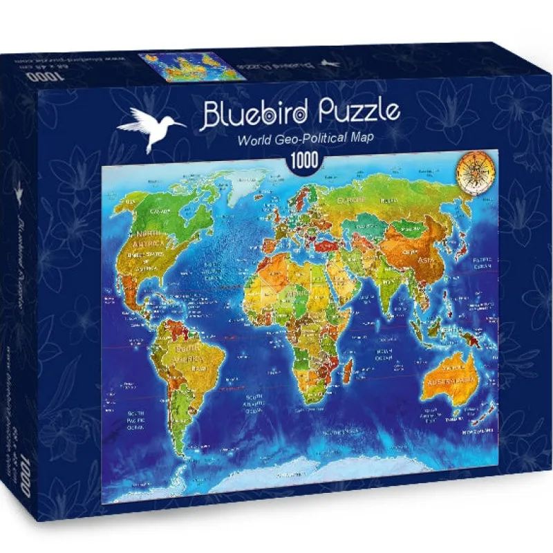 Bluebird Puzzle - World Geo-Political Map - 1000 Piece Jigsaw Puzzle Fashion