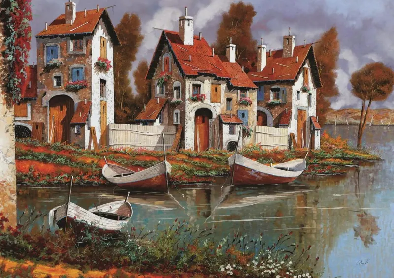 Art Puzzle Case a Cerchio, Italy 1000 piece jigsaw puzzle New