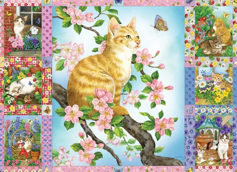 Cobble Hill - Blossoms and Kittens Quilt - 1000 Piece Jigsaw Puzzle Discount