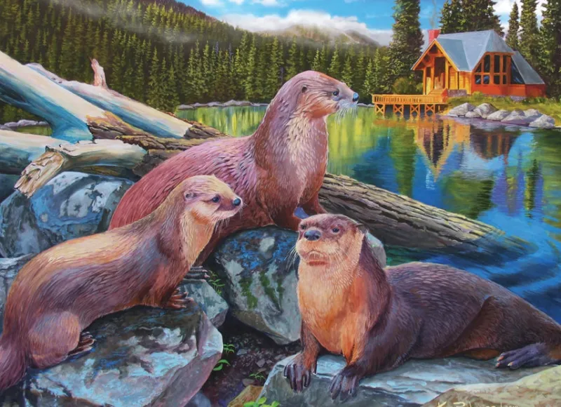 Cobble Hill - River Otters - 1000 Piece Jigsaw Puzzle Discount