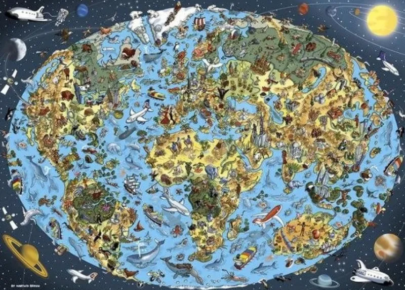 Dino - Illustrated World Map - 1000 Piece Jigsaw Puzzle Sale