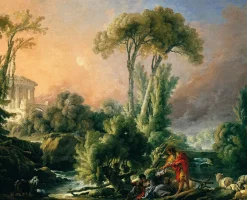 Dtoys - François Boucher: River Landscape with an Antique Temple - 1000 piece jigsaw puzzle Online