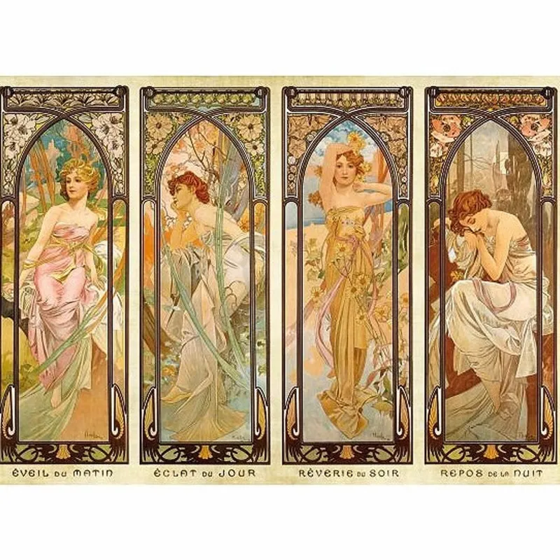 Dtoys - Jigsaw Puzzle - 1000 Pieces - Alphonse Mucha : Times of Day - 1000 Piece Jigsaw Puzzle Sale