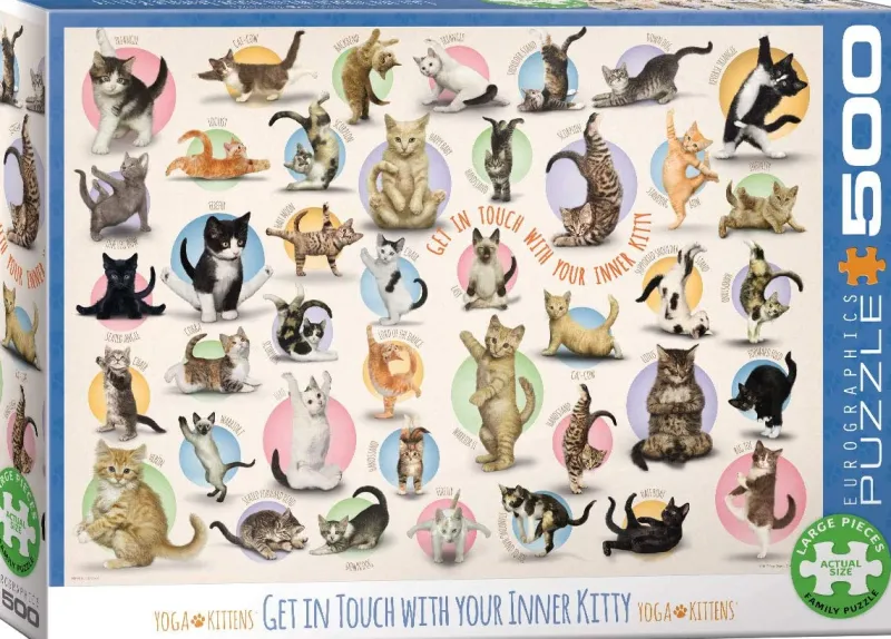 Eurographics - XXL Pieces - Familiy Puzzle: Yoga Kittens - 500 piece jigsaw puzzle Clearance