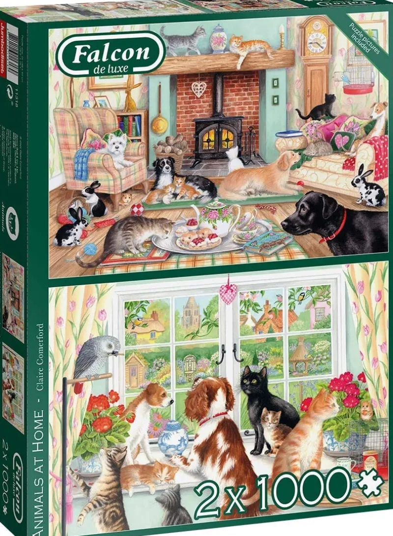 Falcon de luxe - Animals At Home - 2 X 1000 Piece Jigsaw Puzzles Online