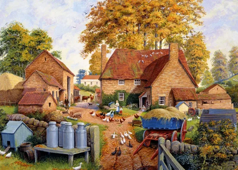Falcon de luxe - Autumn On The Farm - 1000 Piece Jigsaw Puzzle Clearance