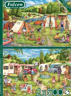 Falcon de luxe - Camping & Caravanning - 2 x 500 Piece Jigsaw Puzzles New