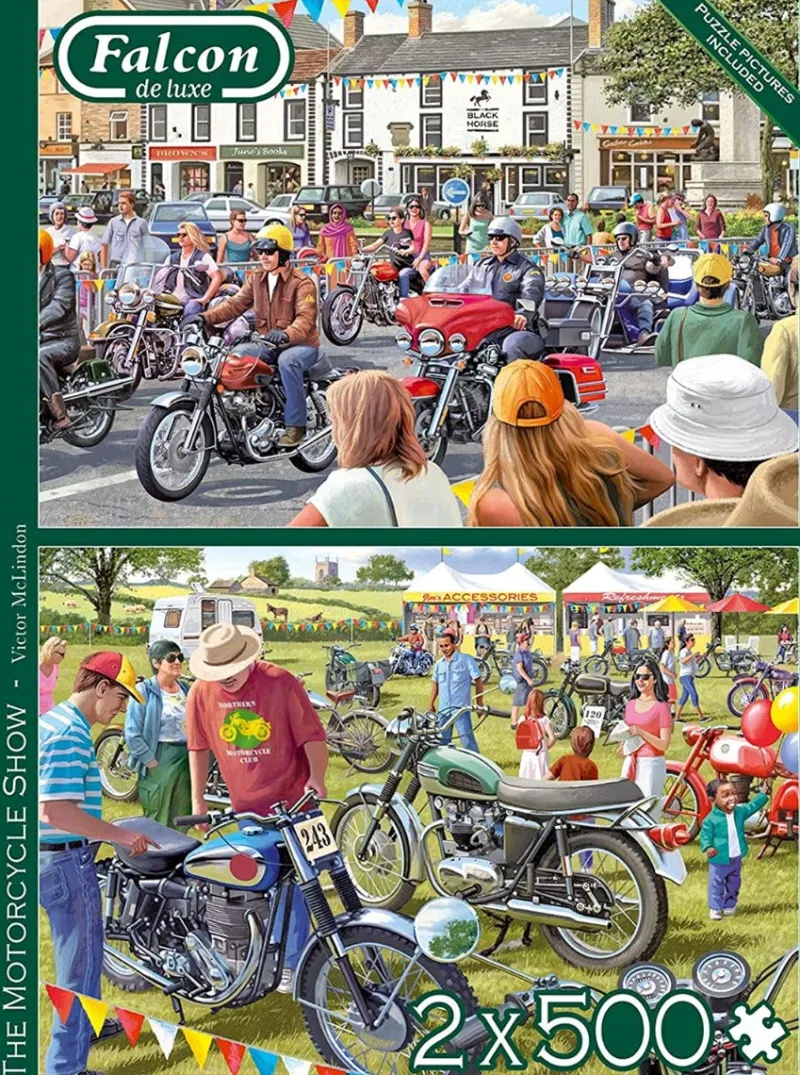 Falcon de luxe - The Motorcycle Show 2 X 500 Piece Jigsaw Puzzle Clearance