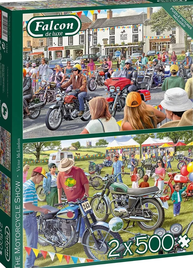 Falcon de luxe - The Motorcycle Show 2 X 500 Piece Jigsaw Puzzle Clearance