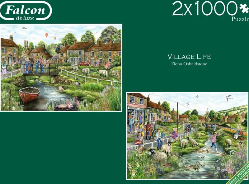 Falcon de luxe - Village Life - 2 X 1000 Piece Jigsaw Puzzle Discount