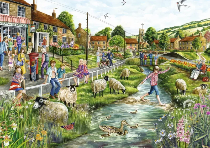 Falcon de luxe - Village Life - 2 X 1000 Piece Jigsaw Puzzle Discount