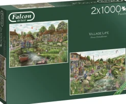 Falcon de luxe - Village Life - 2 X 1000 Piece Jigsaw Puzzle Discount