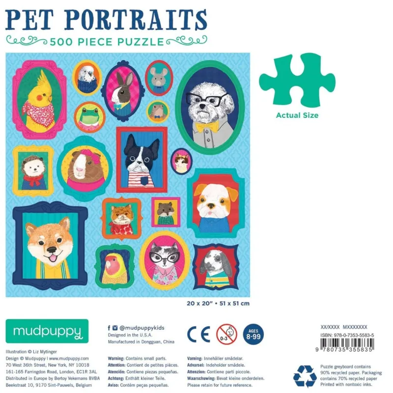 Galison - Pet Portraits - 500 Piece Jigsaw Puzzle Hot
