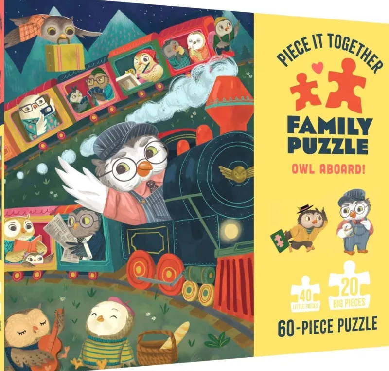 Galison - Piece It Together Family Puzzle: Owl Aboard! - 60 Piece Jigsaw Puzzle Hot