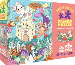 Galison - Piece It Together Family Puzzle: Purrmaid Paradise - 60 Piece Jigsaw Puzzle Hot
