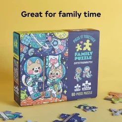 Galison - Piece It Together Family Puzzle: Catstronauts - 60 Piece Jigsaw Puzzles Best