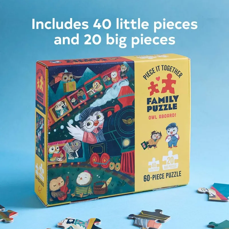 Galison - Piece It Together Family Puzzle: Owl Aboard! - 60 Piece Jigsaw Puzzle Hot